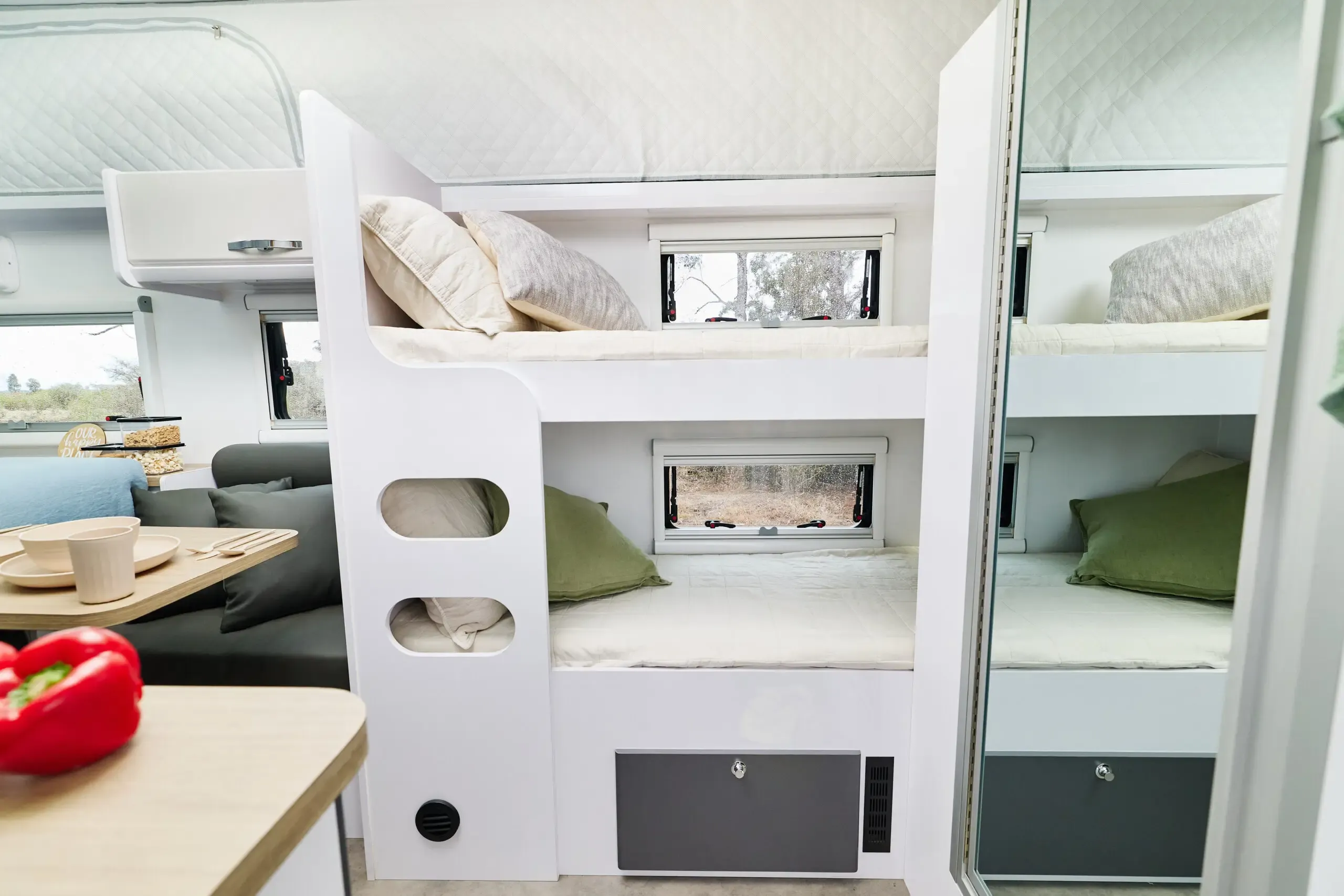 Family caravan bunk bed interior